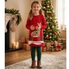 OVX33: Gilrs Knitted Christmas Knitted Jumper Dress (3- 9 years)